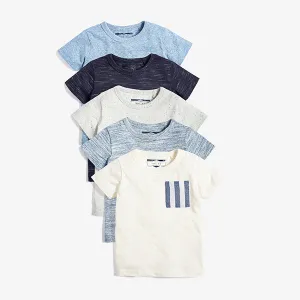 5 Pack Blue Textured T-Shirts (3mths-5yrs)