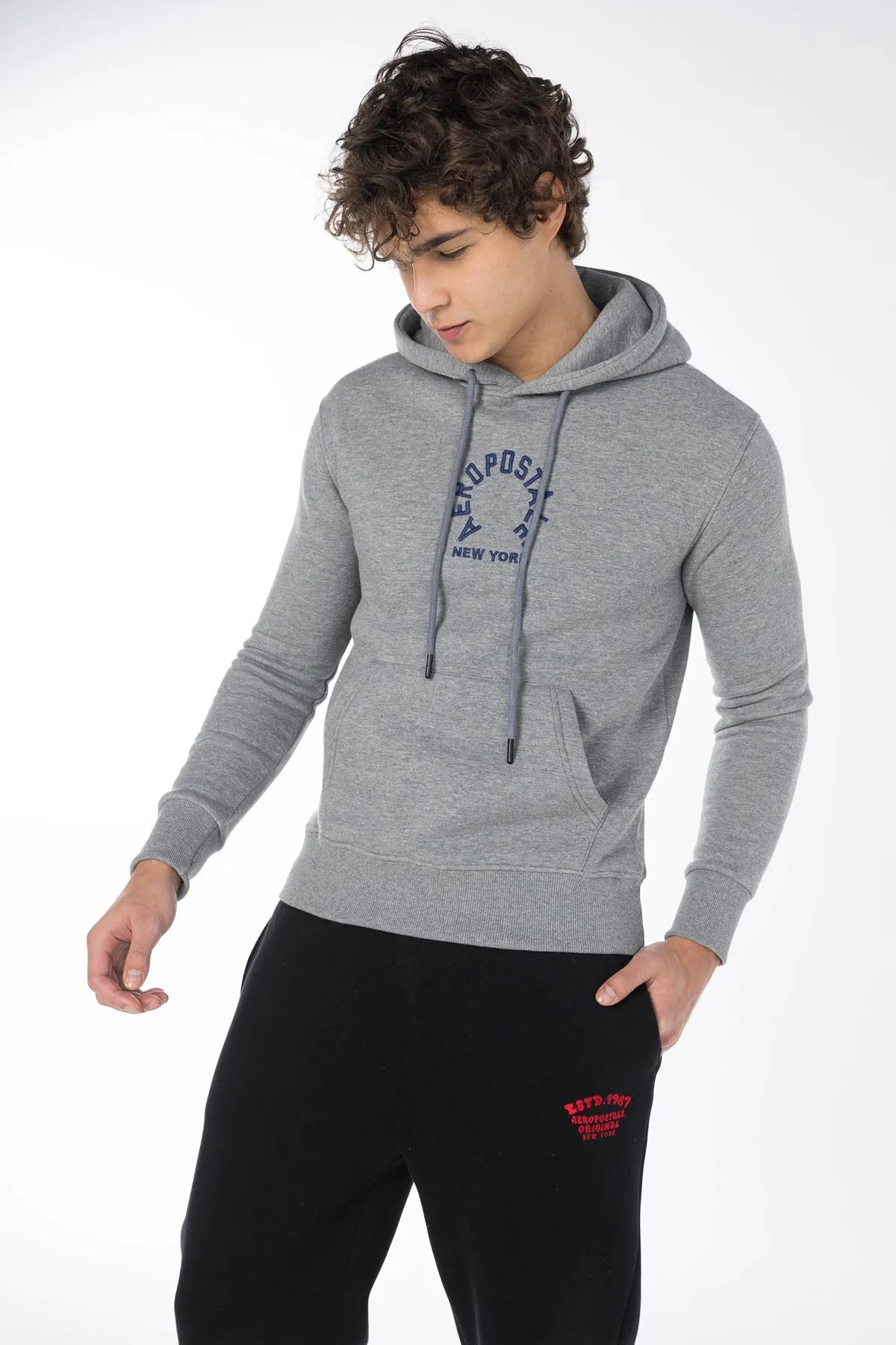 AEROPOSTALE NEW YORK CIRCLE HOODIE-MEDGREY
