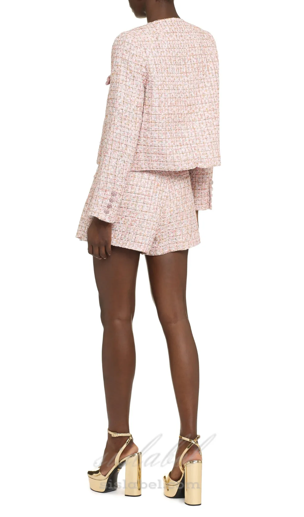 ALISA DIAMANT TRIM BOUCLE TWEED JACKET IN PINK