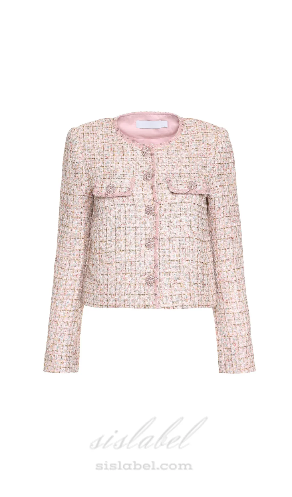 ALISA DIAMANT TRIM BOUCLE TWEED JACKET IN PINK
