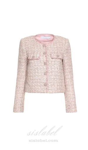 ALISA DIAMANT TRIM BOUCLE TWEED JACKET IN PINK