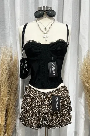 Anna Ruffle Shorts (Leopard Multi)