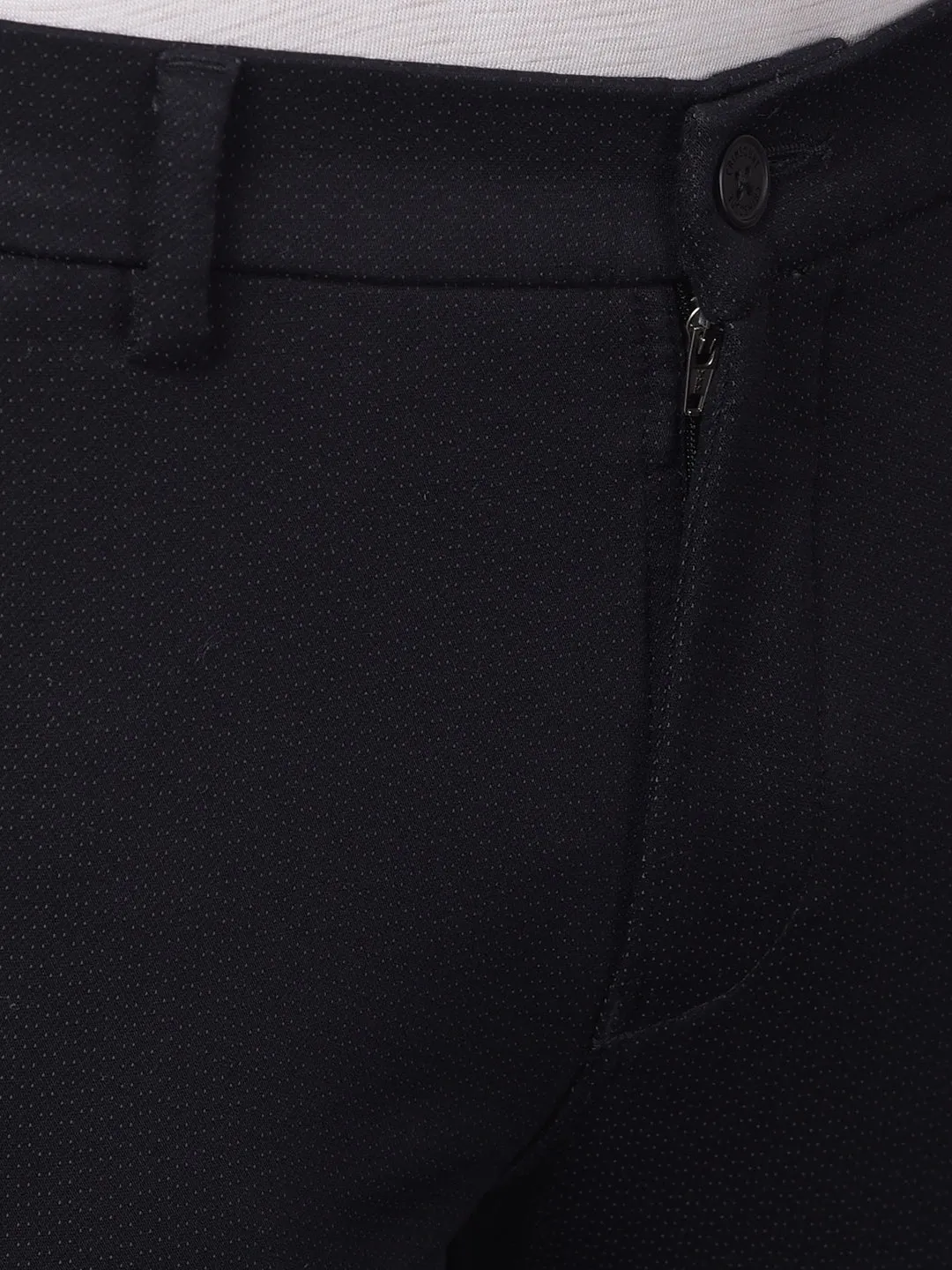 Black Printed Self Design Trousers