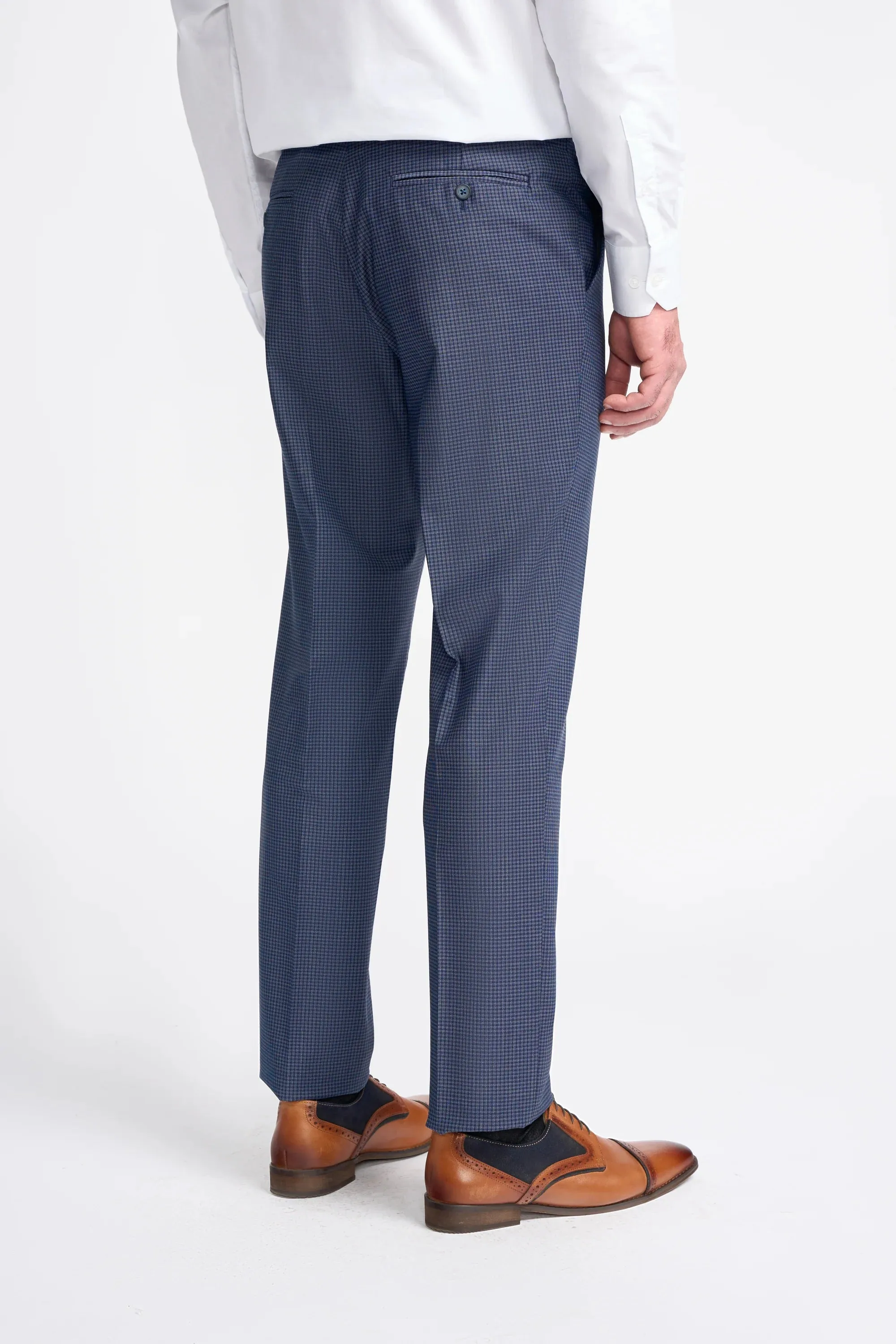Bond - Men's Navy Check 3 Piece Tailored Fit Suit