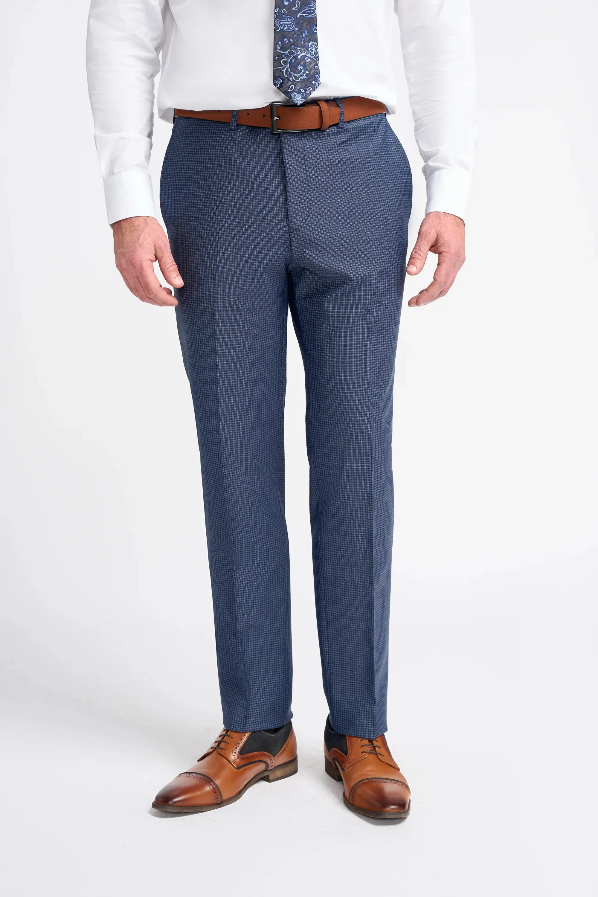 Bond - Men's Navy Check 3 Piece Tailored Fit Suit