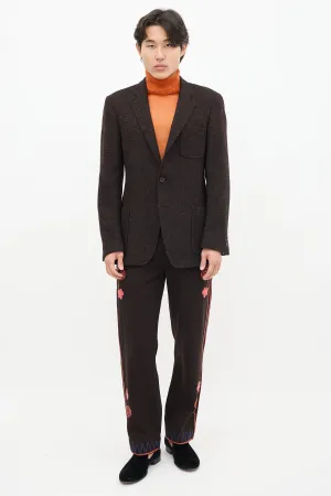 Brown Wool Speckled Blazer