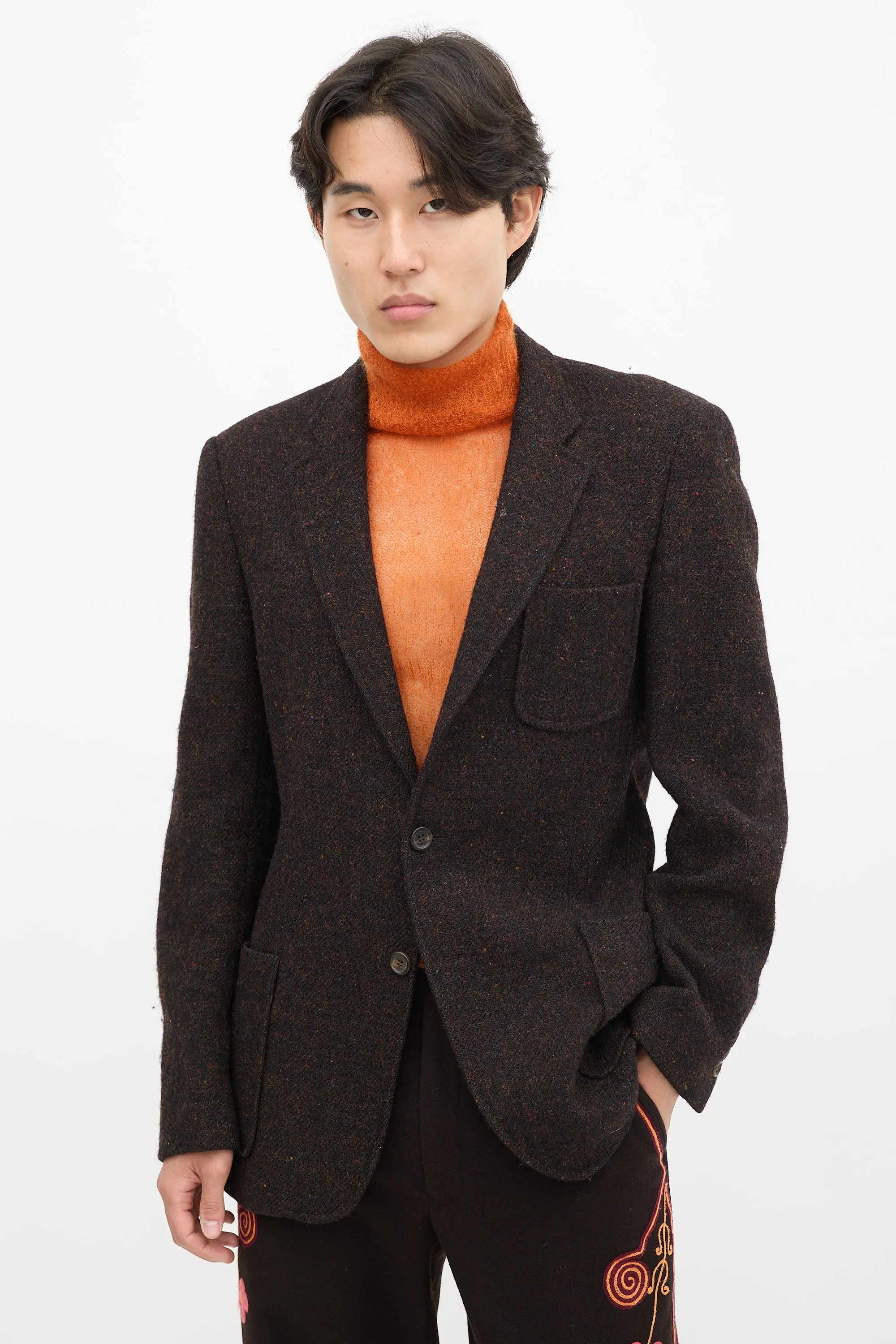 Brown Wool Speckled Blazer