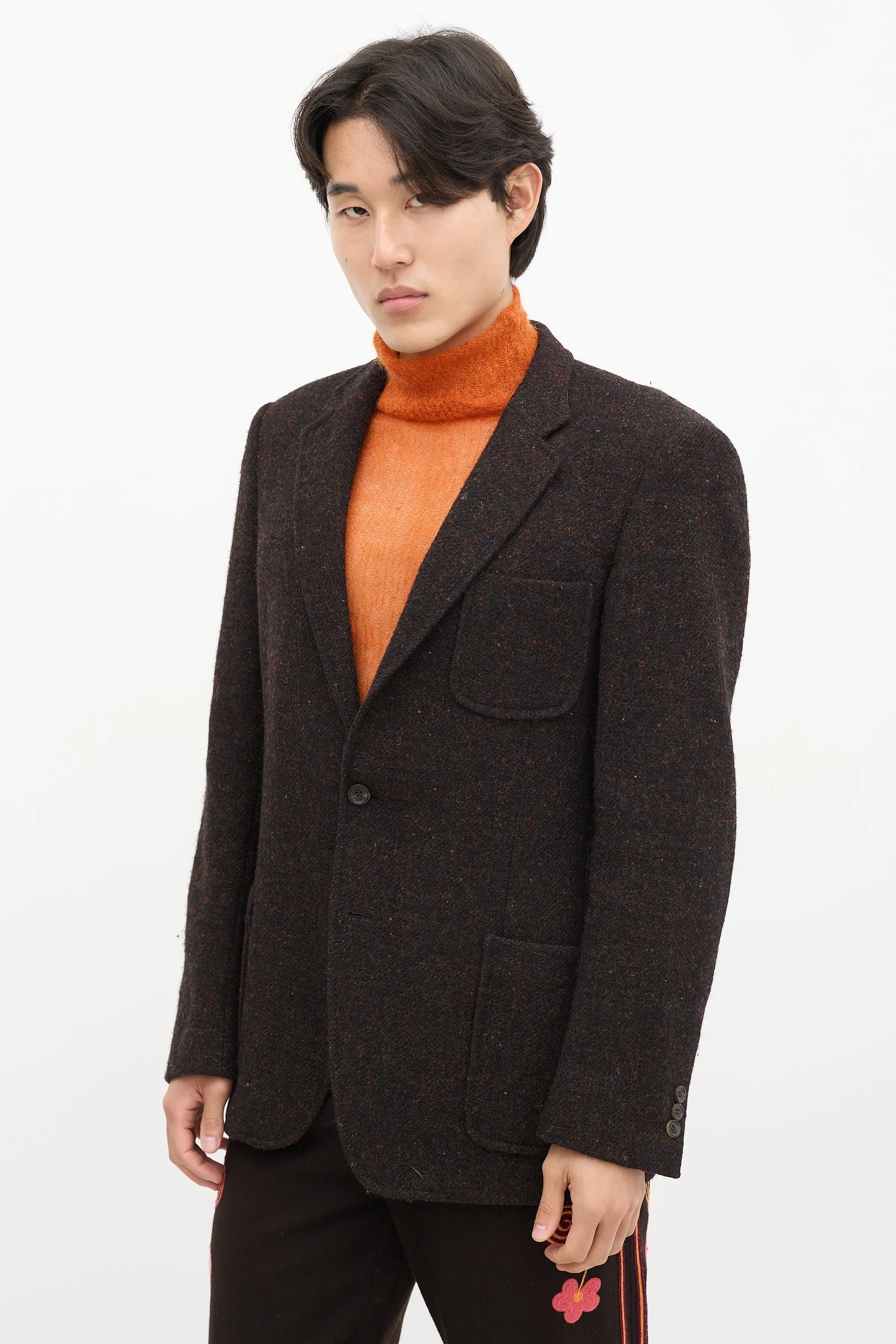Brown Wool Speckled Blazer