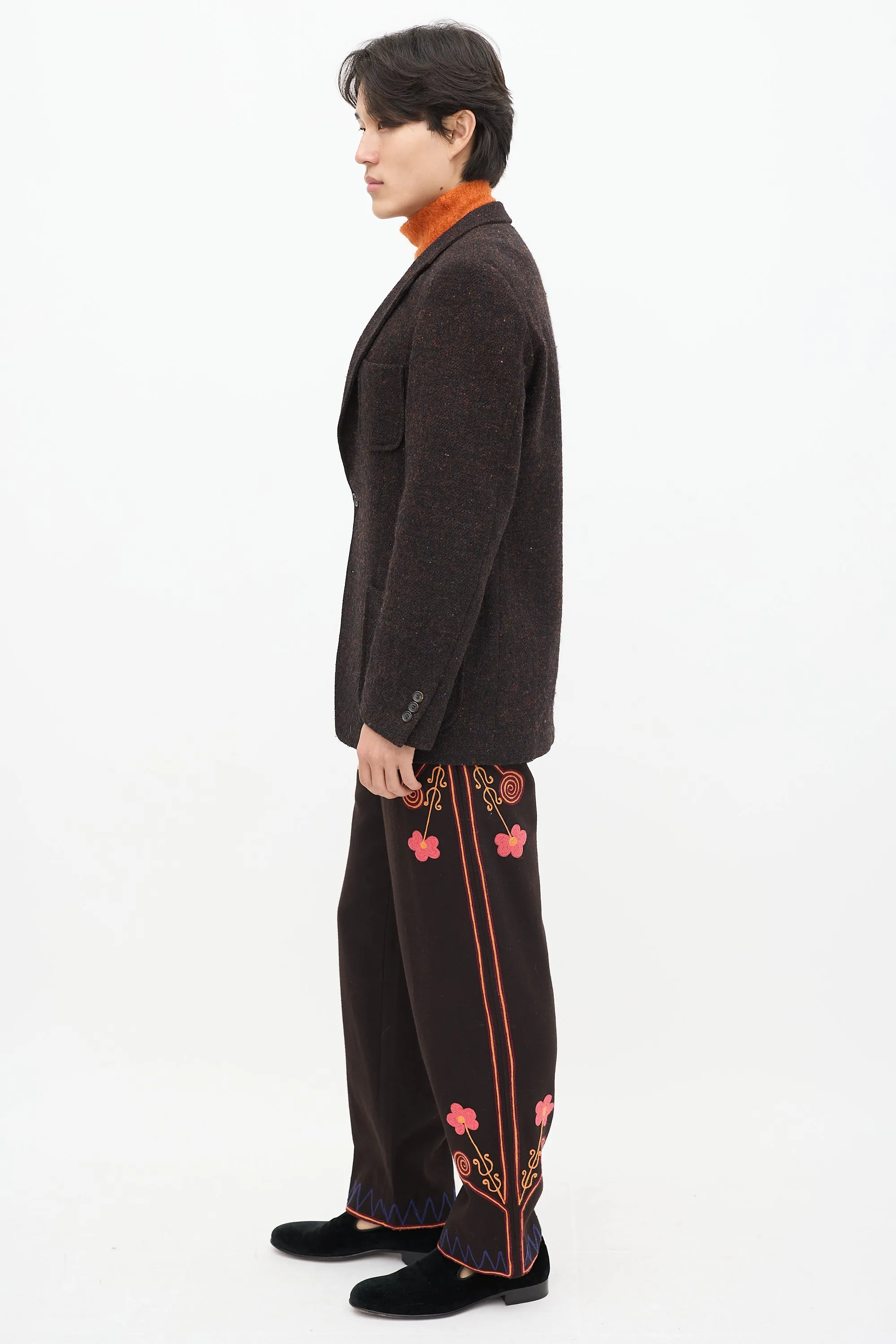 Brown Wool Speckled Blazer