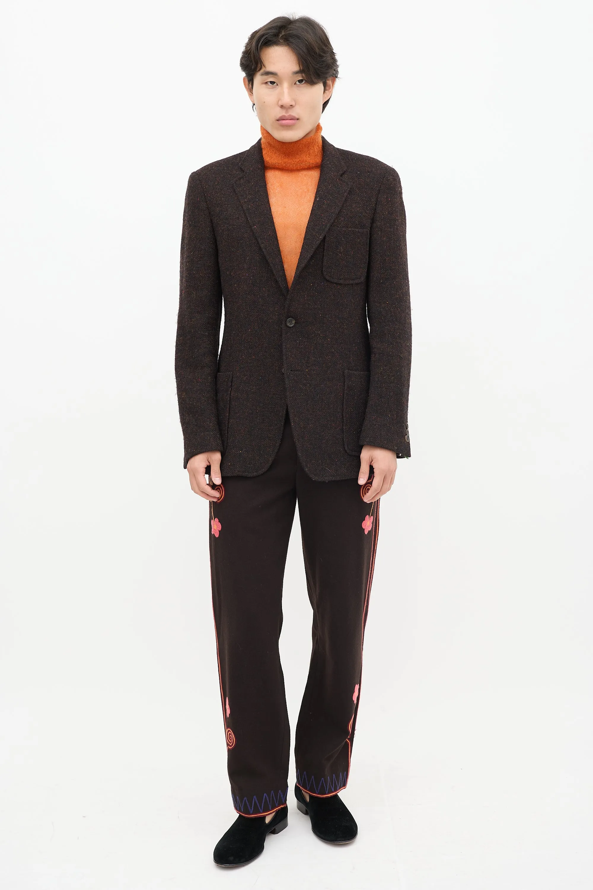 Brown Wool Speckled Blazer