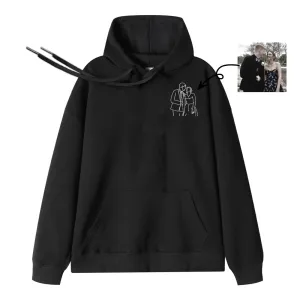 Chest Print Custom Line Art Photo Hoodie Upload Your photo