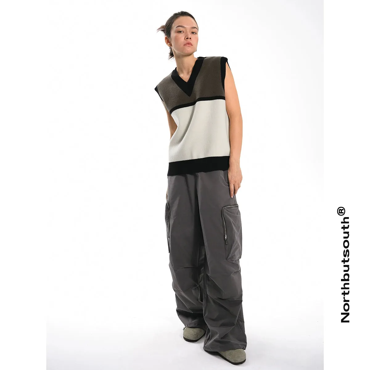 Color-Block V-Neck Sweater Vest