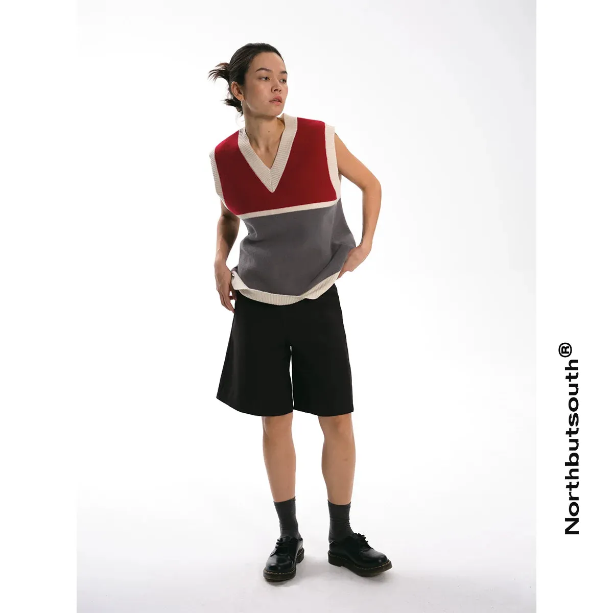 Color-Block V-Neck Sweater Vest