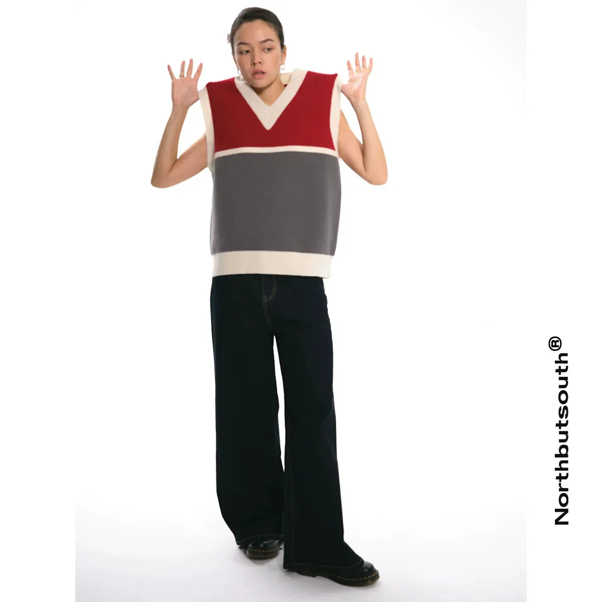 Color-Block V-Neck Sweater Vest