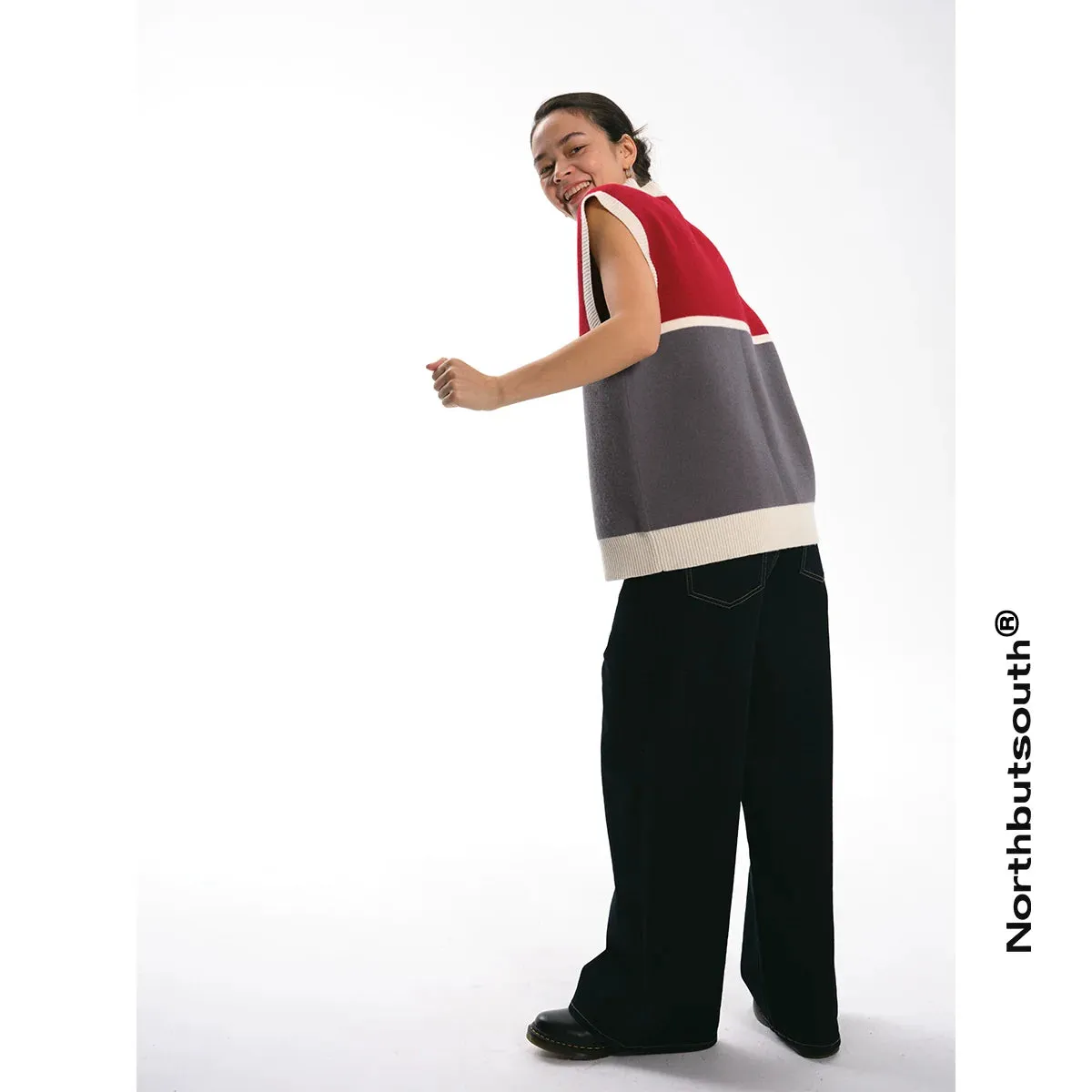 Color-Block V-Neck Sweater Vest