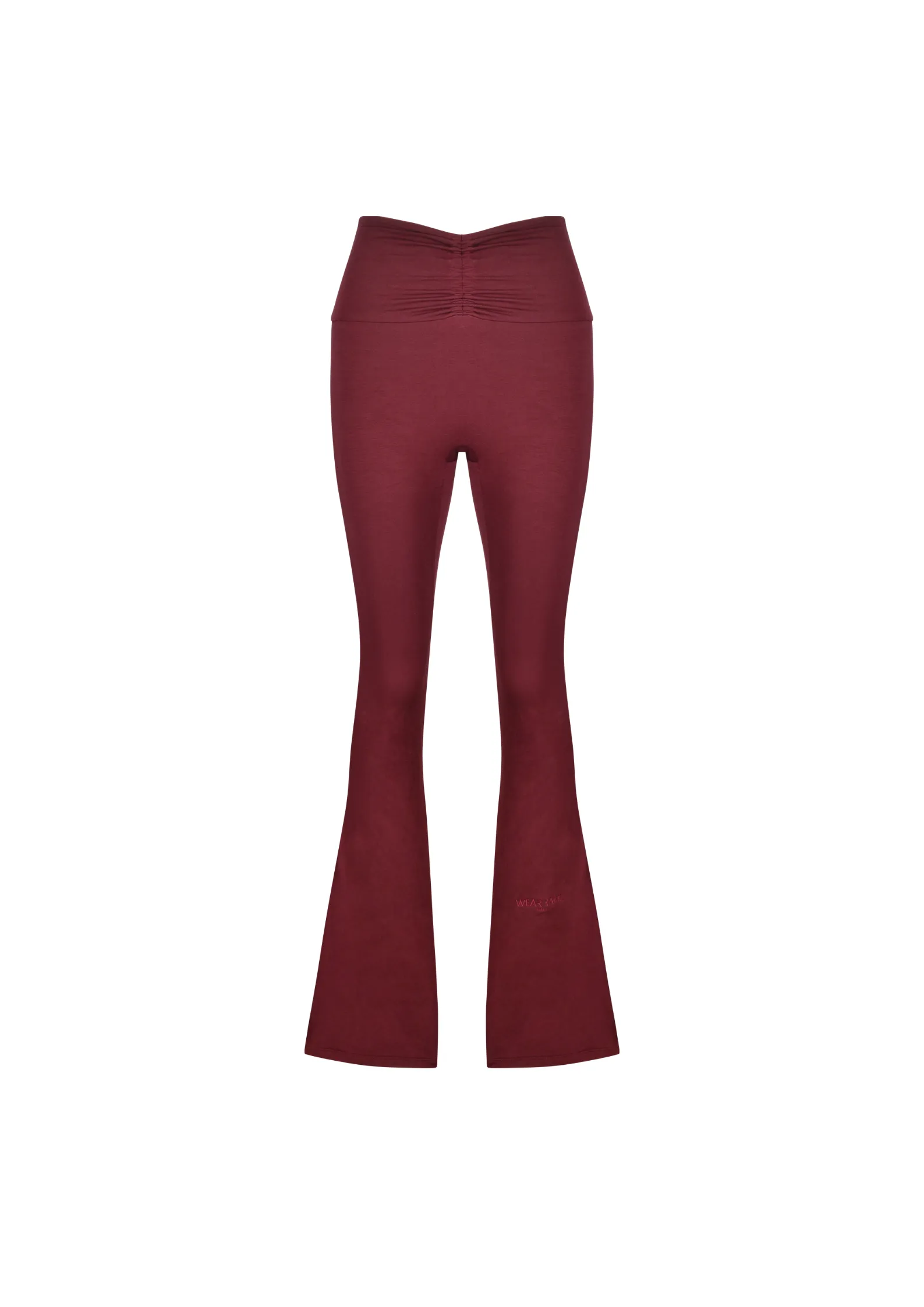 Core Luxe Scrunch Waist Flare Pants In Burgundy