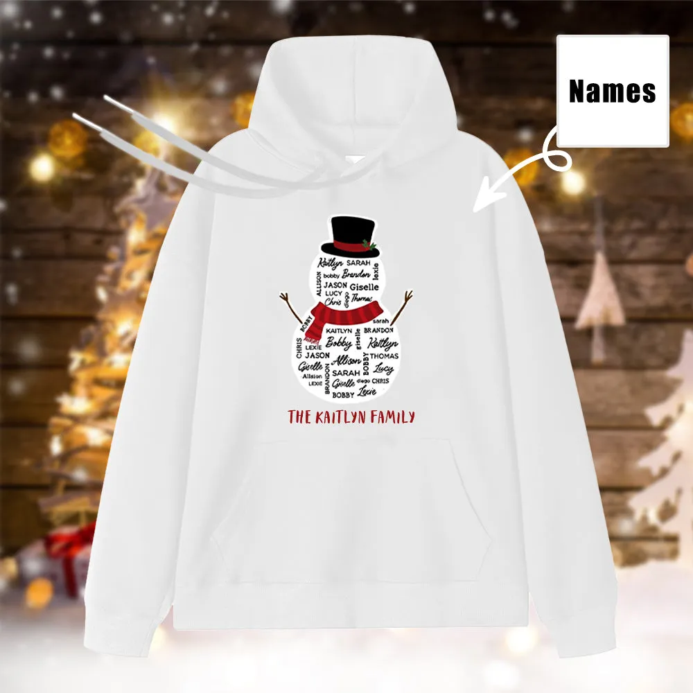Custom Family Name Hoodies Personalized Christmas Snowman Sweatshirt