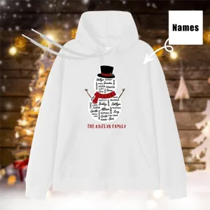 Custom Family Name Hoodies Personalized Christmas Snowman Sweatshirt