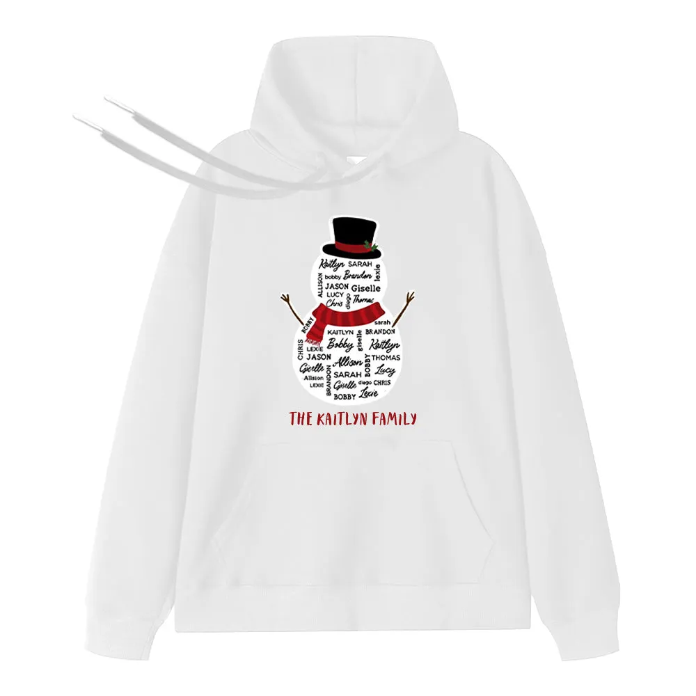 Custom Family Name Hoodies Personalized Christmas Snowman Sweatshirt