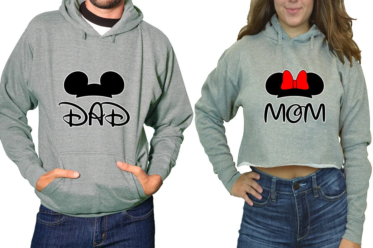 Dad & Mom Matching Pullover Hoodie for Men, Crop Top Hoodie for Women – Sold Separately