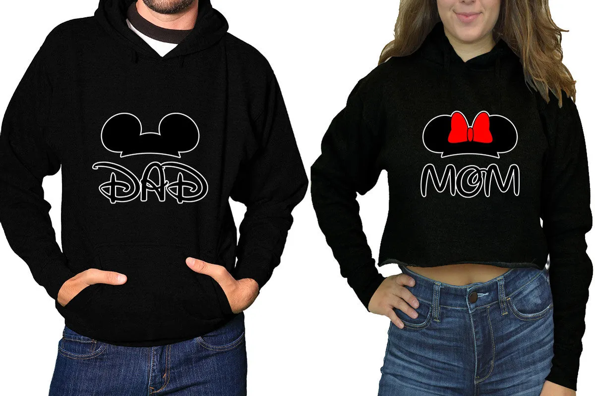 Dad & Mom Matching Pullover Hoodie for Men, Crop Top Hoodie for Women – Sold Separately