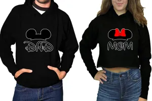 Dad & Mom Matching Pullover Hoodie for Men, Crop Top Hoodie for Women – Sold Separately