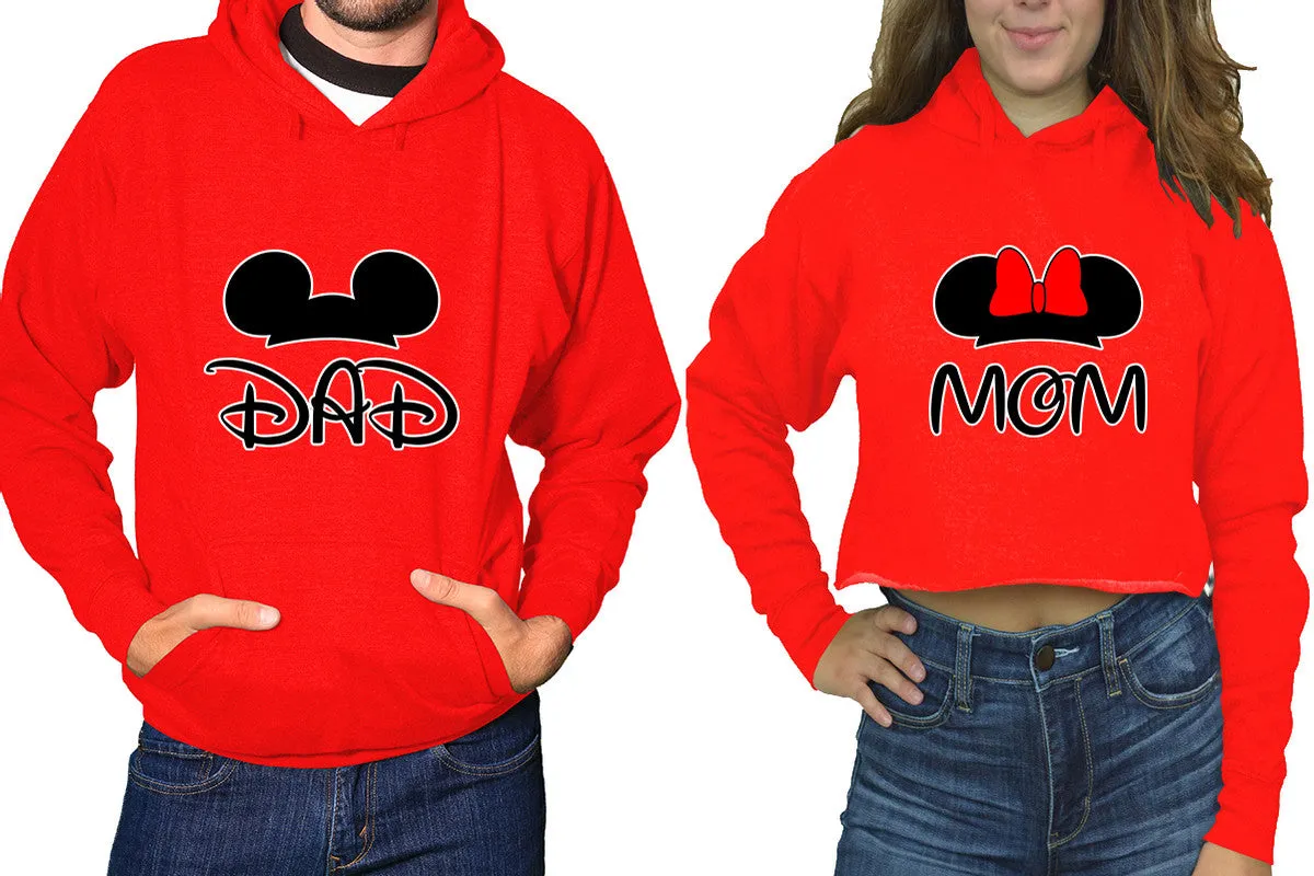 Dad & Mom Matching Pullover Hoodie for Men, Crop Top Hoodie for Women – Sold Separately