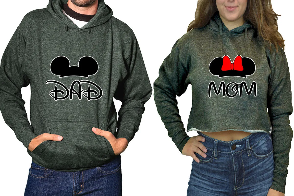 Dad & Mom Matching Pullover Hoodie for Men, Crop Top Hoodie for Women – Sold Separately