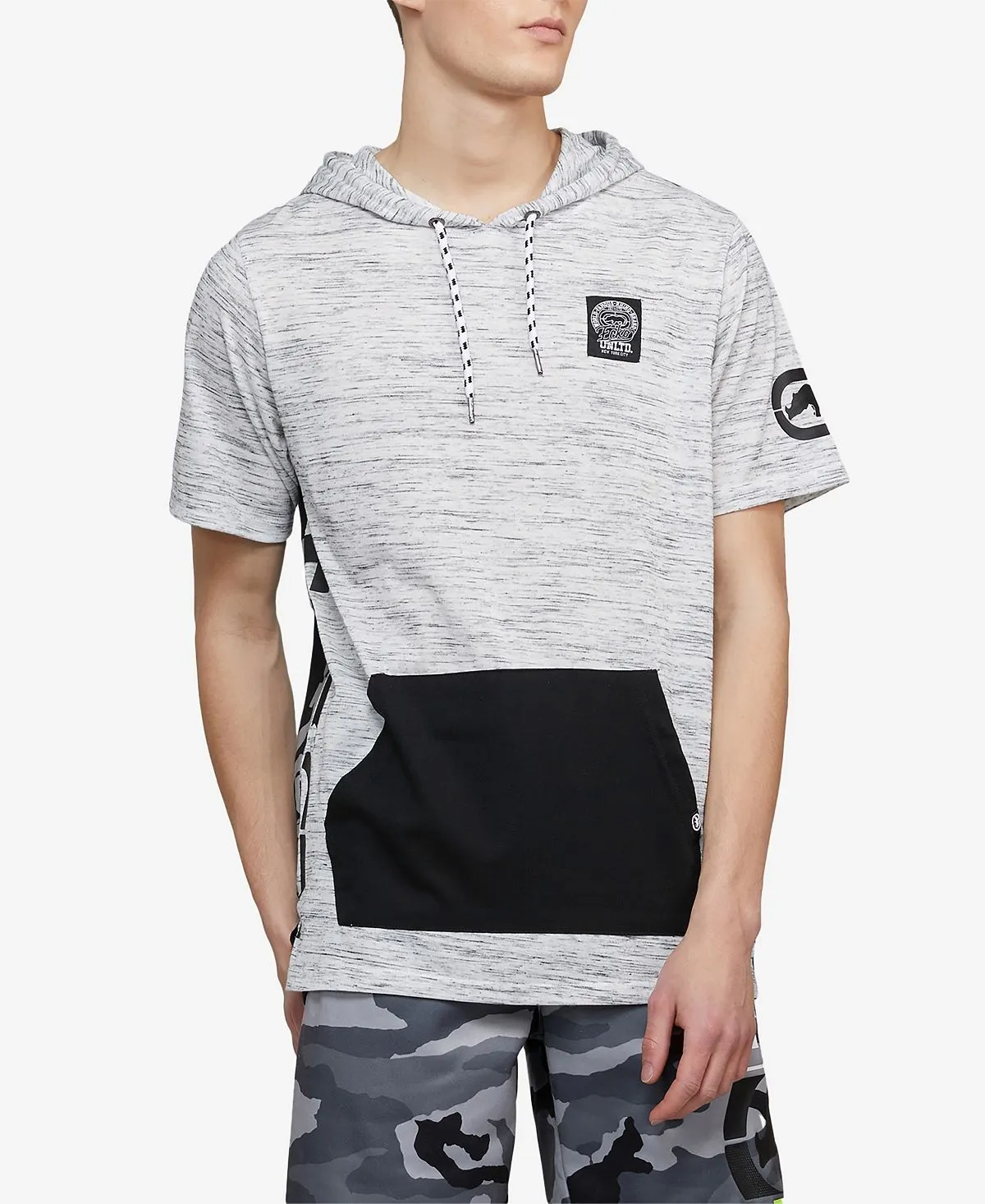 Ecko Unltd Men's Short Sleeve Car Side Hoodie, White