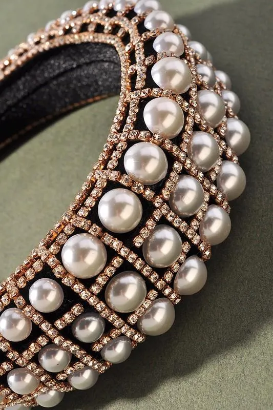Embellished Structured Pearl Headband