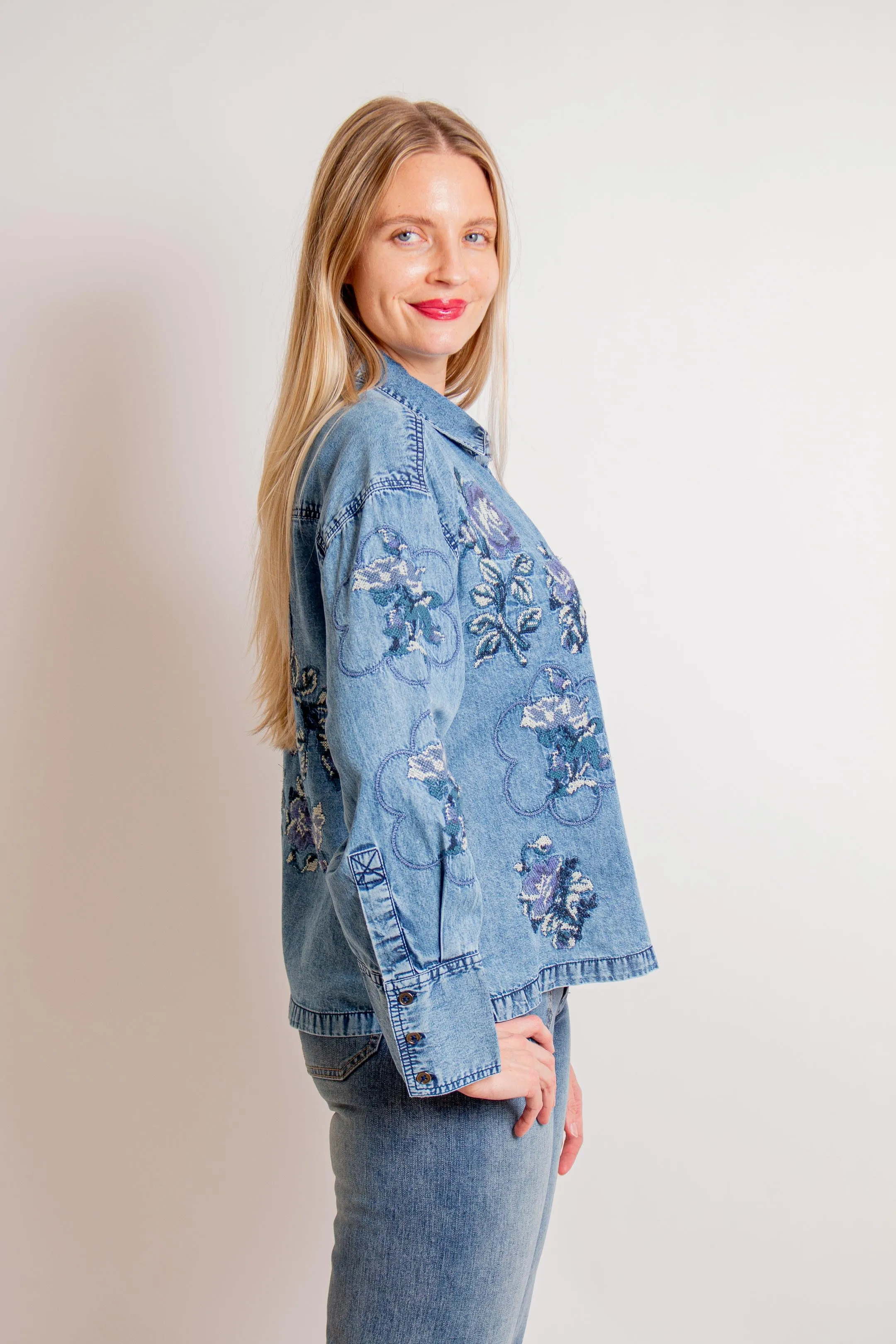 Embroidered Chambray Jacket