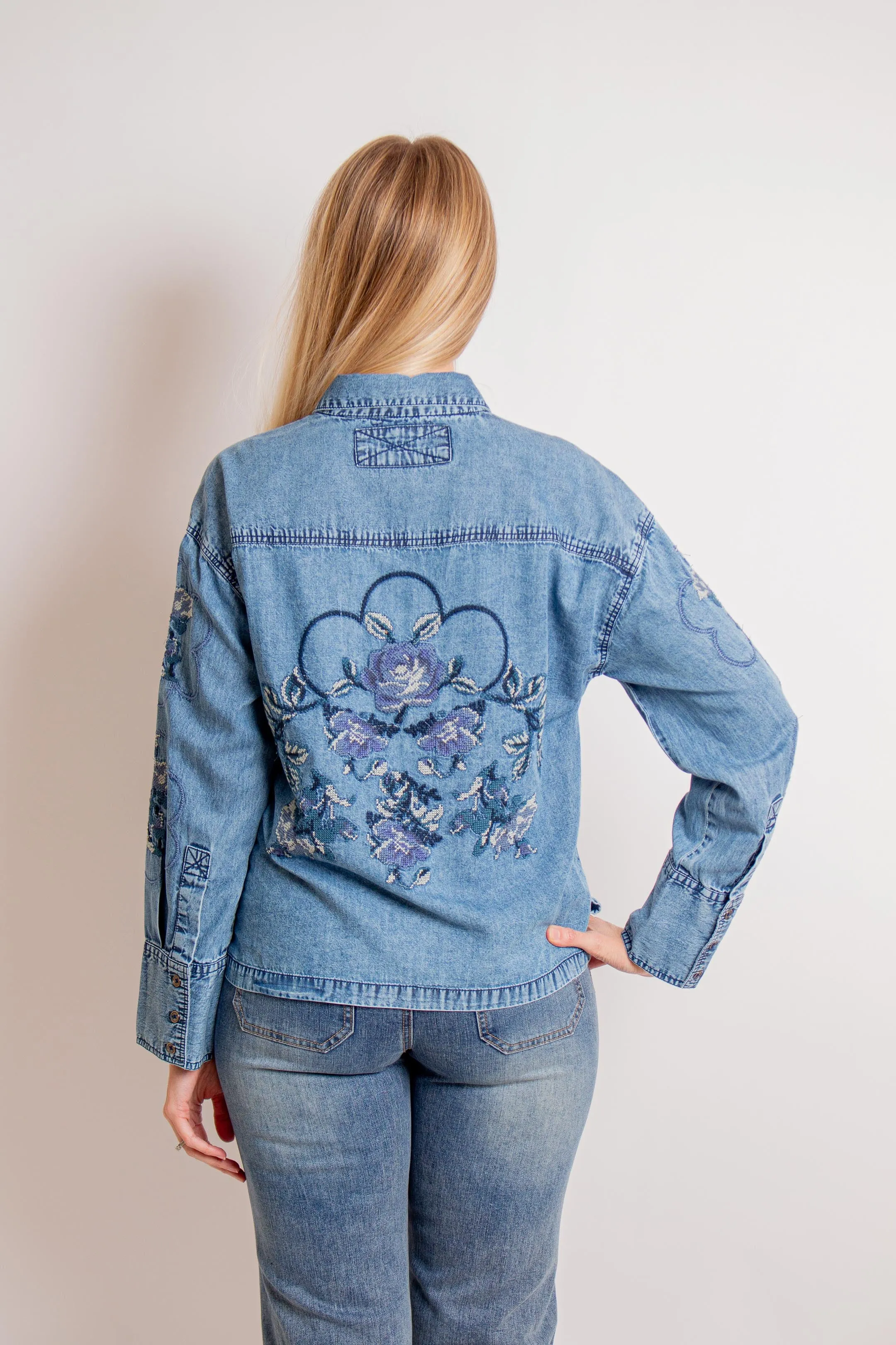 Embroidered Chambray Jacket