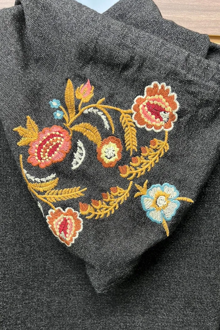 Embroidered hoodie zipper jacket
