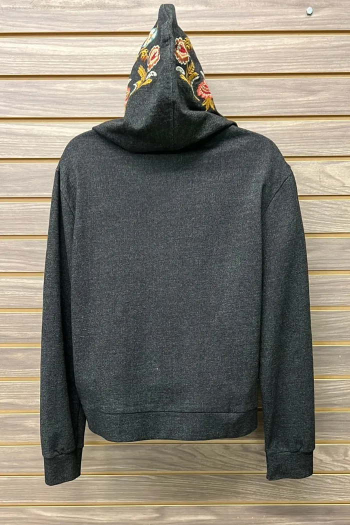 Embroidered hoodie zipper jacket