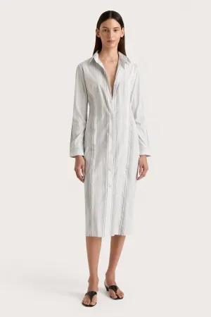 En Vau Shirt Dress Striped Soft Blue