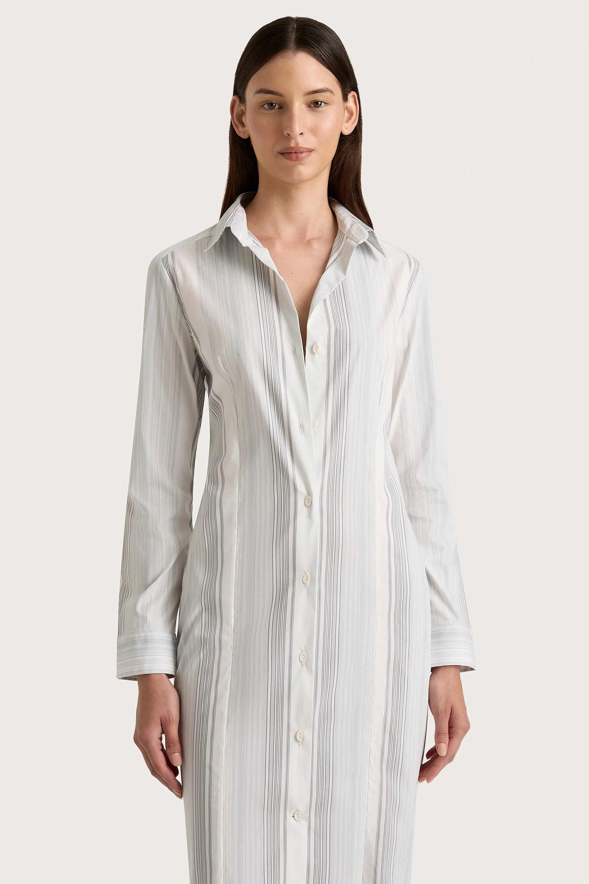 En Vau Shirt Dress Striped Soft Blue