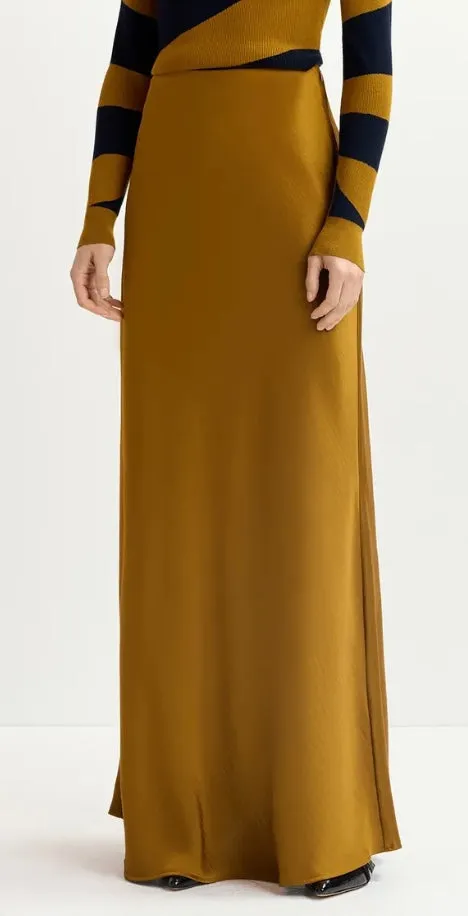 Essentiel Antwerp Bronze Maxi Satin Slip Skirt
