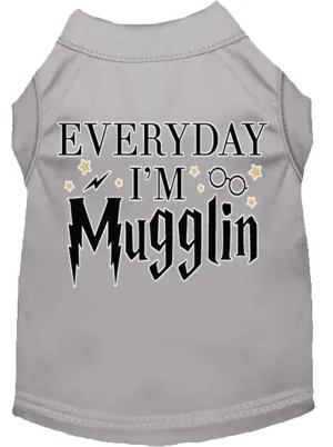 Everyday I'm Mugglin Screen Print Dog Shirt Grey Xxl Everyday I'm Mugglin Screen Print Dog Shirt Grey Xxl