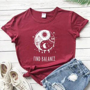 Find Balance Yin Yang Mystical Sun Moon Day Night Women's T-Shirt