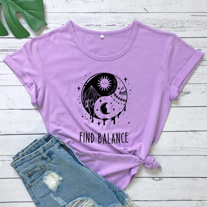 Find Balance Yin Yang Mystical Sun Moon Day Night Women's T-Shirt