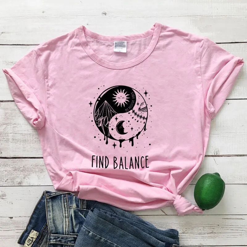 Find Balance Yin Yang Mystical Sun Moon Day Night Women's T-Shirt