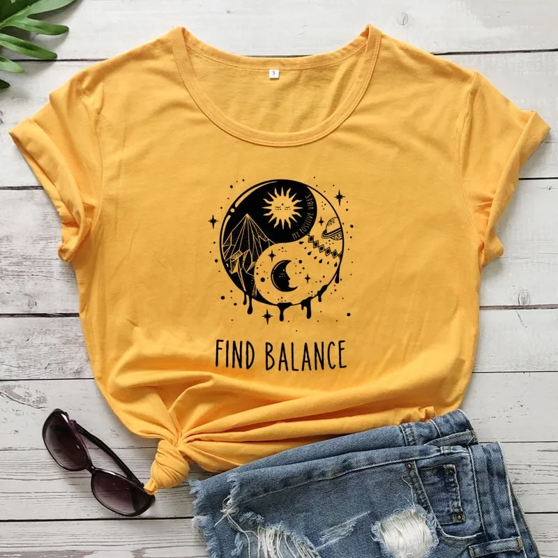 Find Balance Yin Yang Mystical Sun Moon Day Night Women's T-Shirt