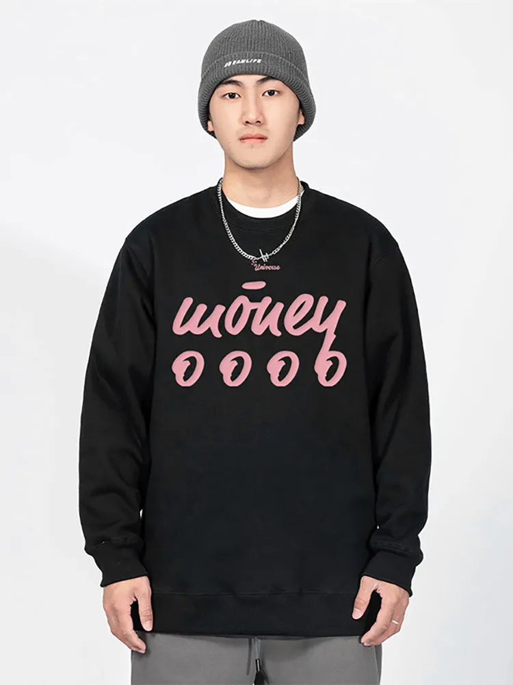 Foamed Fleece Letter Print Pullover Hoodie