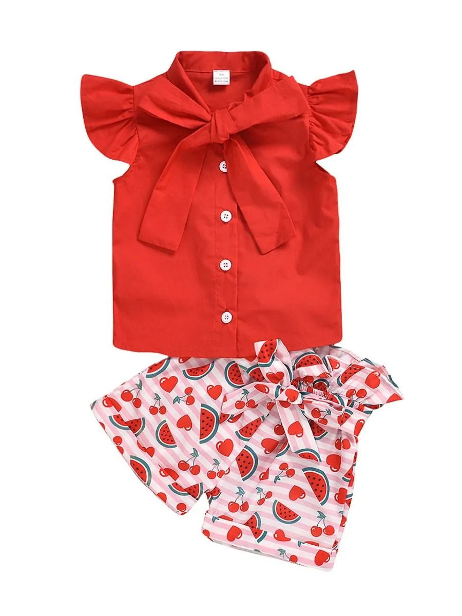 Girls Fruit Print 2-Piece Set