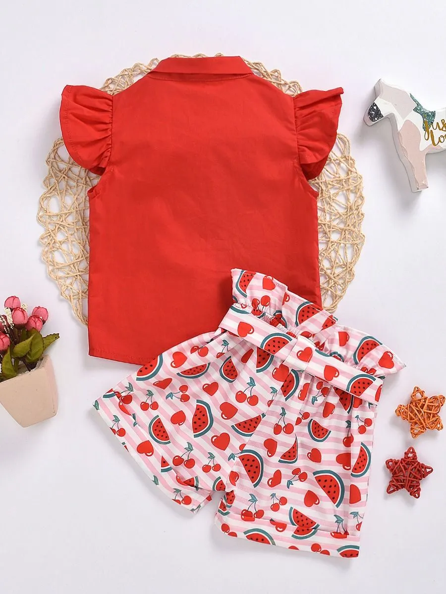 Girls Fruit Print 2-Piece Set