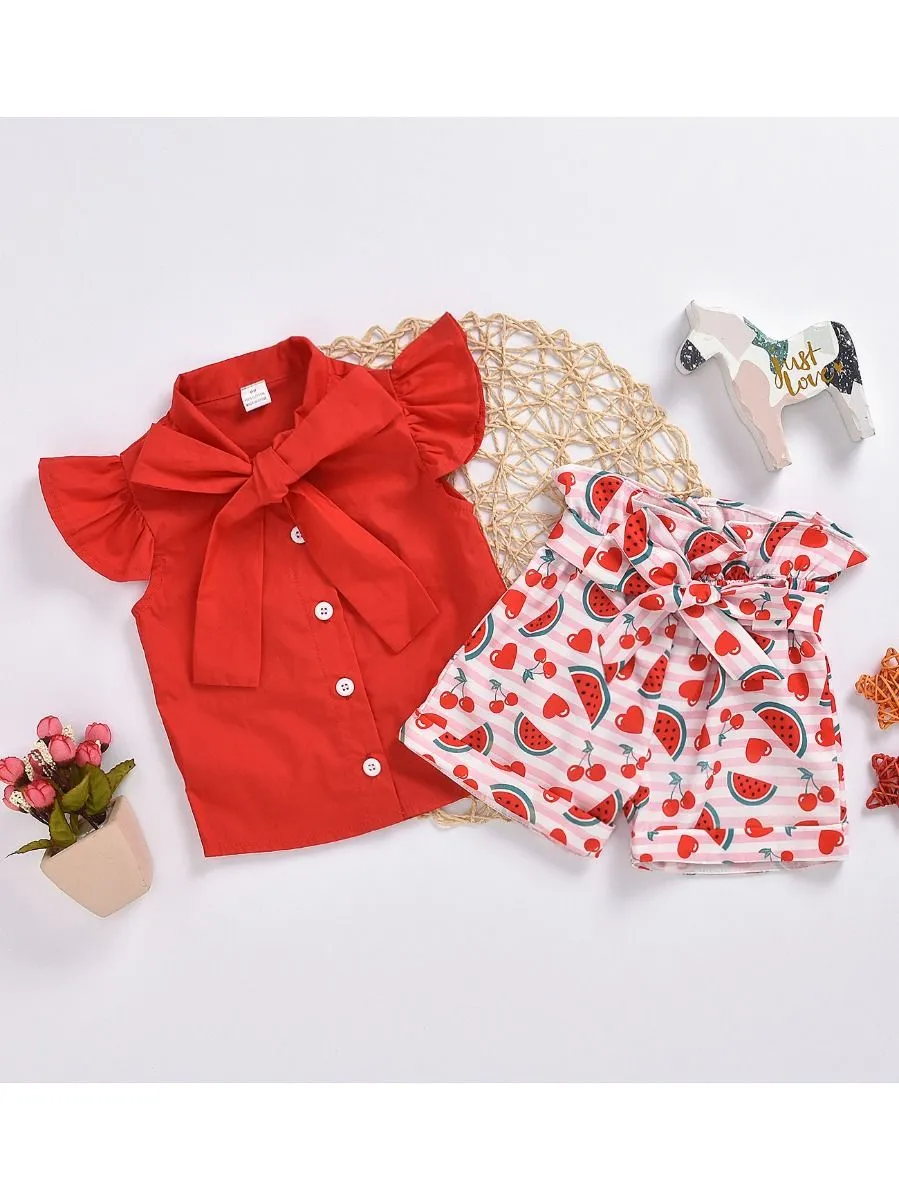 Girls Fruit Print 2-Piece Set