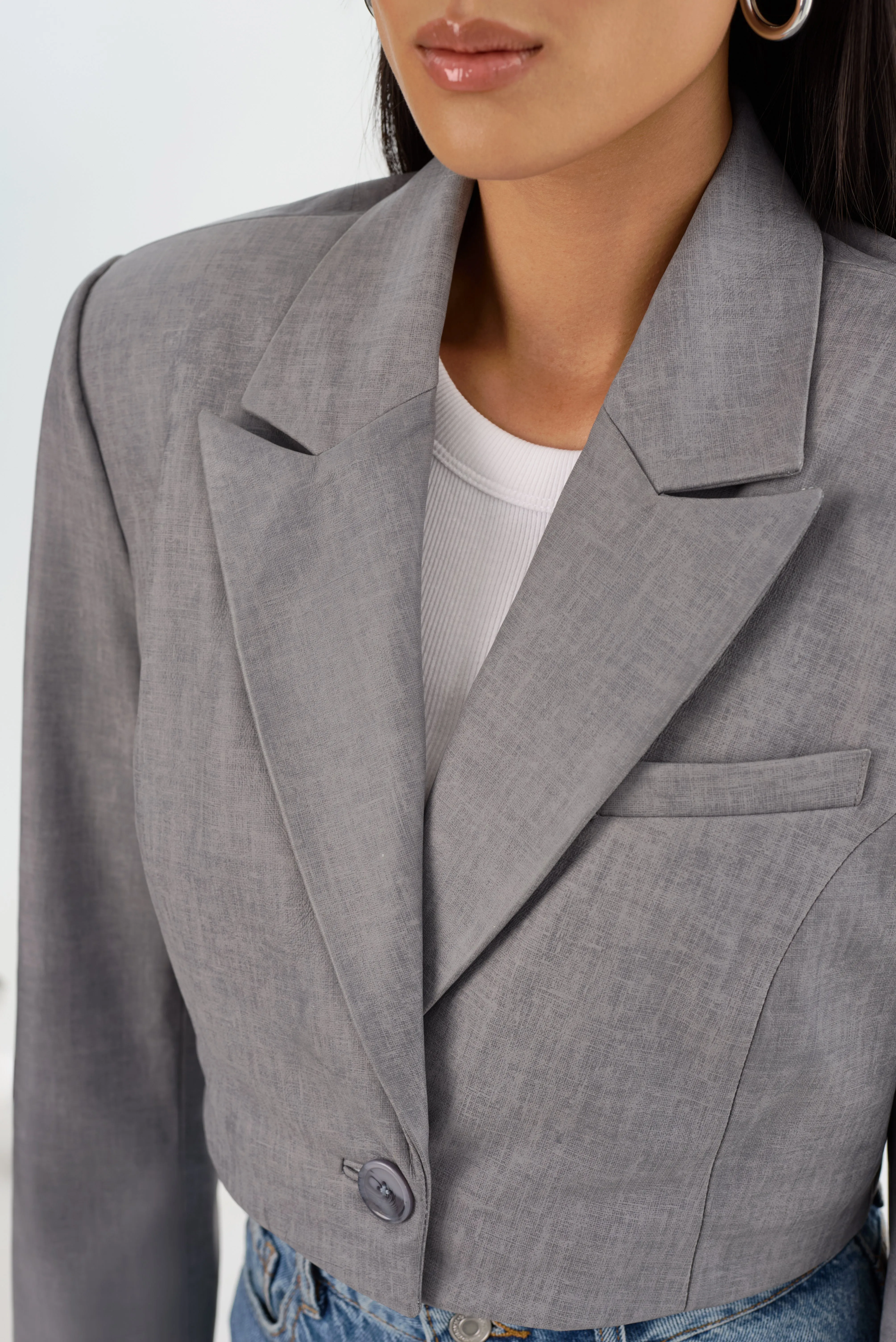HARMINA | Leather Cropped Blazer
