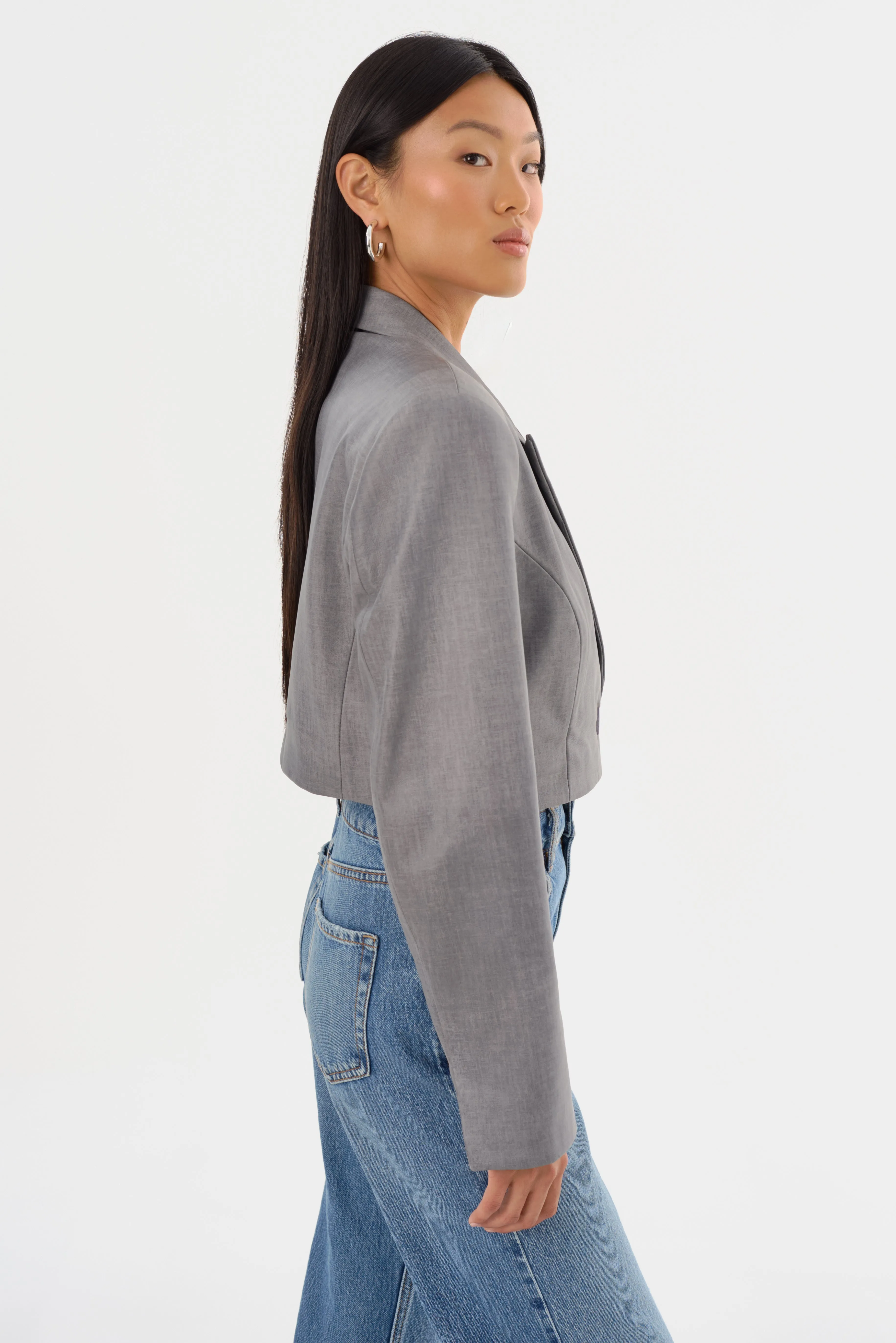 HARMINA | Leather Cropped Blazer