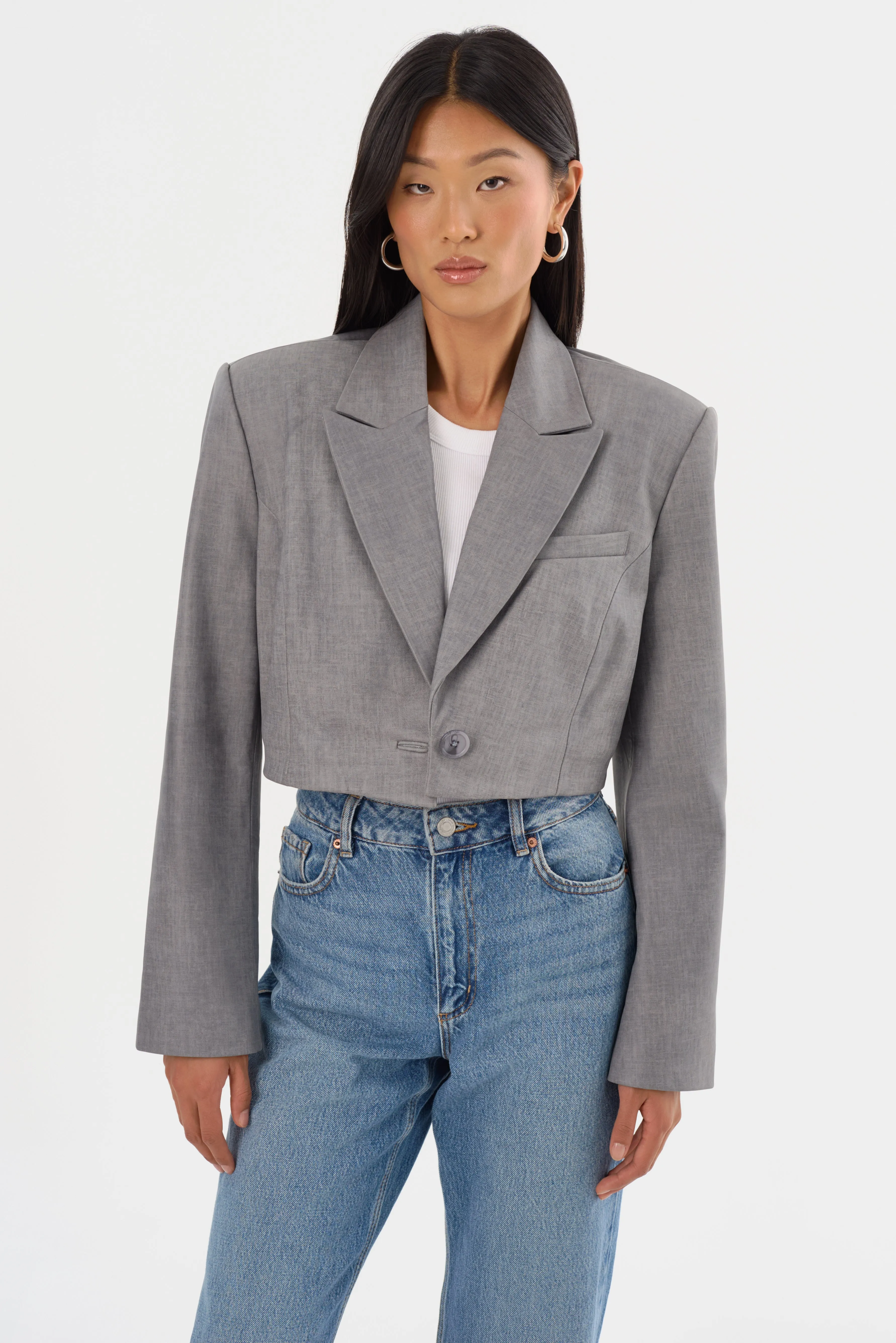 HARMINA | Leather Cropped Blazer