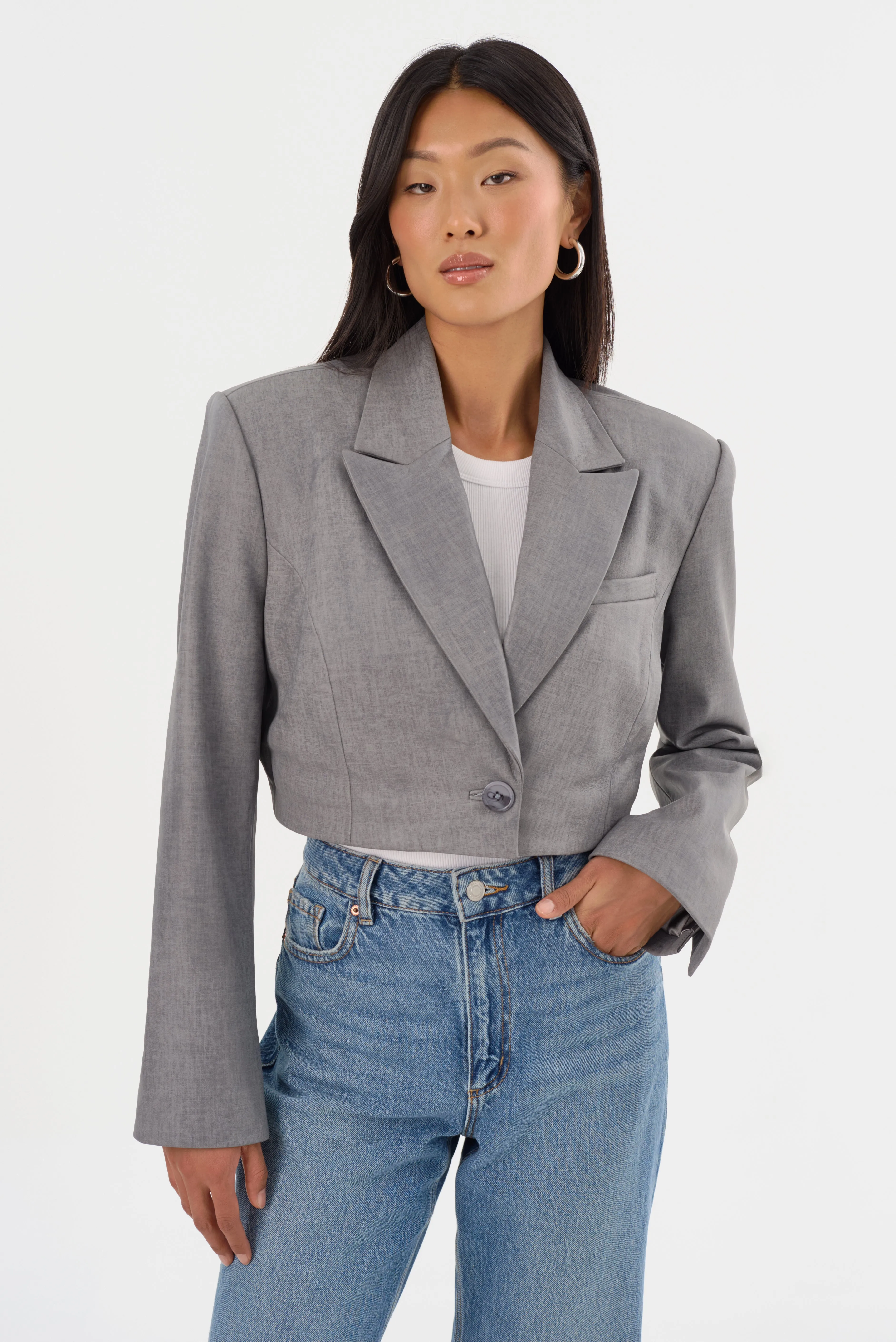 HARMINA | Leather Cropped Blazer